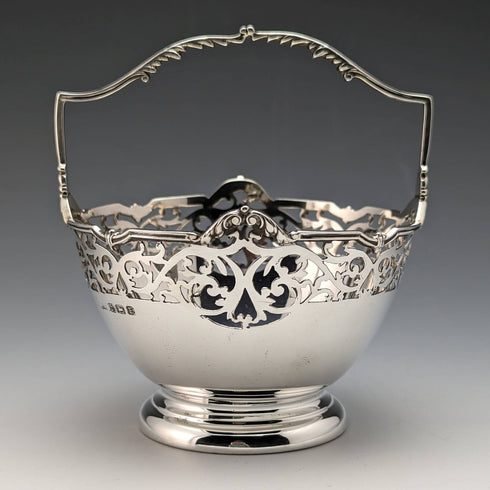 1929 British Vintage Sterling Silver Sugar Basket 100g Walker and Hall