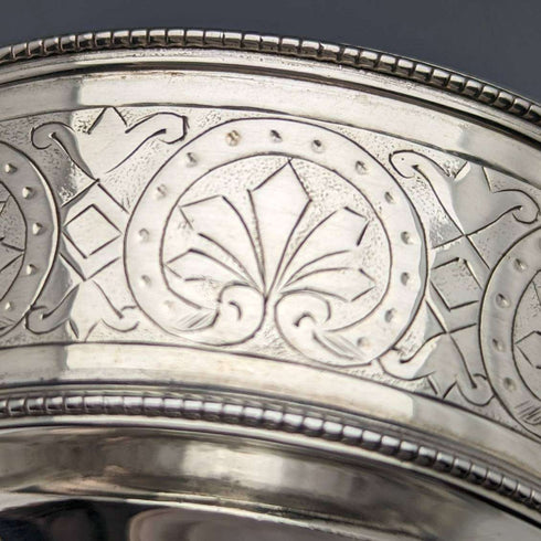 1870 British Antique Pure Silver Salt Dish & Spoon Pair 80g Martin and Hall