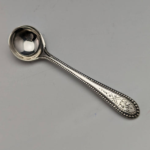 1870年 英国アンティーク 純銀 ソルトディッシュ&スプーン ペア 80g Martin and Hall