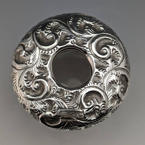 1910 年英國古董純銀蓋切割玻璃罐 JH Worrall and Son