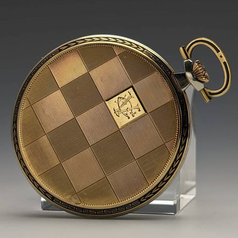 瑞士復古WILKA懷錶K18金色薄款開面做工不錯