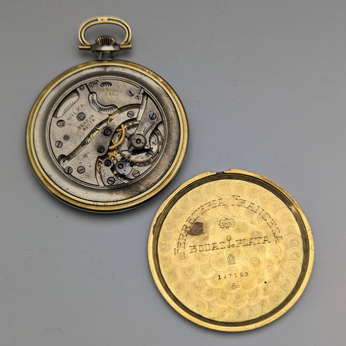 瑞士復古WILKA懷錶K18金色薄款開面做工不錯