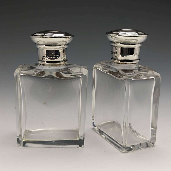 1915 年英國古董純銀蓋玻璃瓶一對 Walker 和 Hall