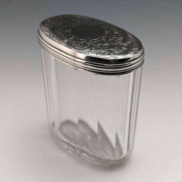 1880 British Antique Pure Silver Lid Glass Bottle Arnold and Lewis