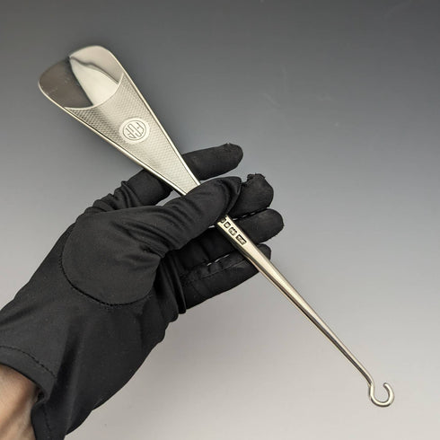 1930 British Vintage Sterling Silver Shoehorn & Button Hook Mappin and Webb