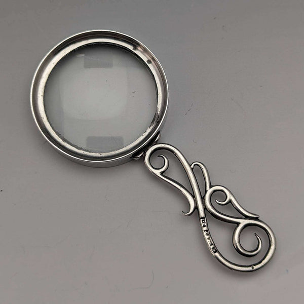 1878 British Antique Sterling Silver Small Loupe Magnifying Glass Lawrence Emanual