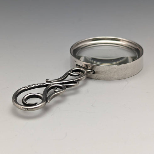 1878 British Antique Sterling Silver Small Loupe Magnifying Glass Lawrence Emanual
