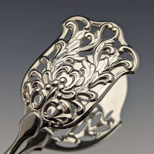 Pinzas para pastel antiguas con mango de plata esterlina, WEB Silver Company