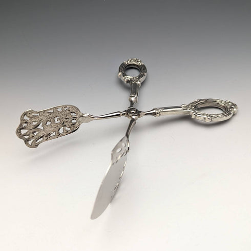 Pinzas para pastel antiguas con mango de plata esterlina, WEB Silver Company