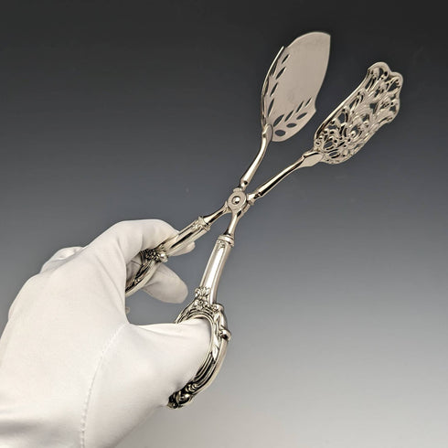 Pinzas para pastel antiguas con mango de plata esterlina, WEB Silver Company