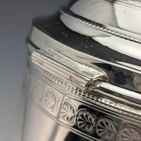 Around 1896 British Antique Silver Plated Biscuit Barrel Henry Bourne