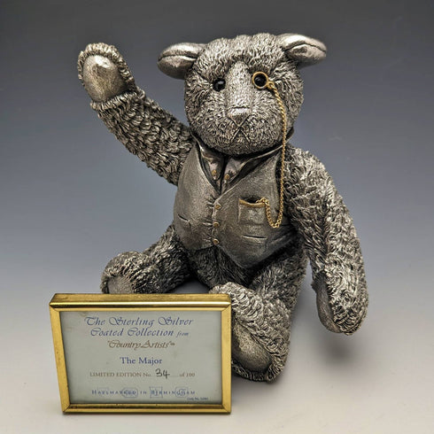 英國鄉村藝術家超大泰迪熊純銀雕塑雕像世界限量 100 個