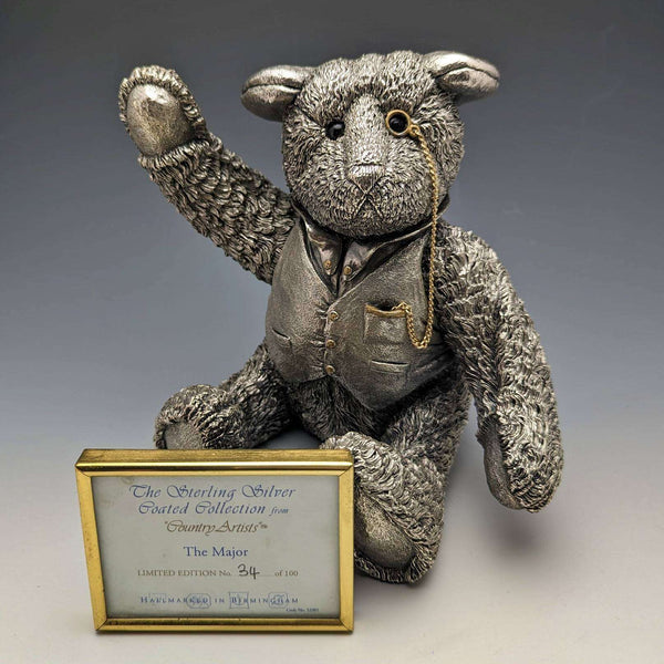 UK Country Artists Super Large Teddy Bear Sterling Silver Sculpture Figurine World Limited 100