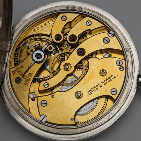 アンティーク ユリス・ナルダン 懐中時計 銀側ハンターケース 動作良好