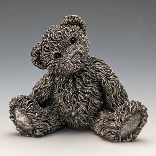 英國鄉村藝術家泰迪熊純銀雕塑雕像