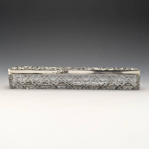 1906 年英國古董切割玻璃帽子針盒帶純銀蓋亨利·威廉姆森