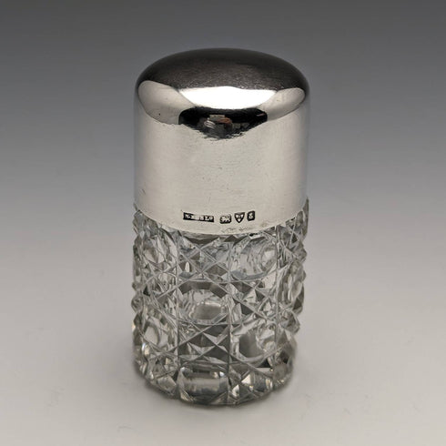 1905 年英國古董切割玻璃香水瓶純銀蓋 S Blankensee