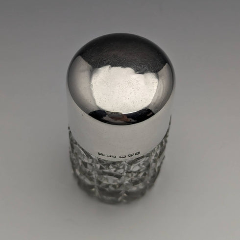 1905 年英國古董切割玻璃香水瓶純銀蓋 S Blankensee