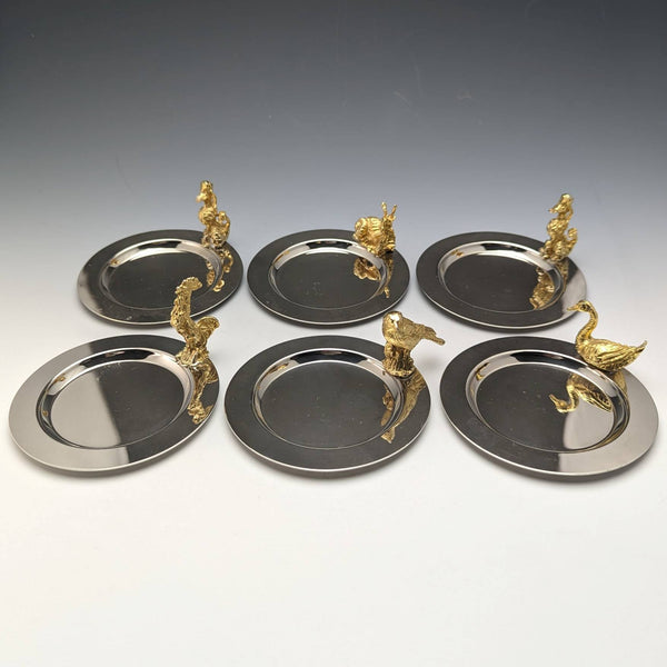 British Vintage Small Dish Set of 6 Animal Finials