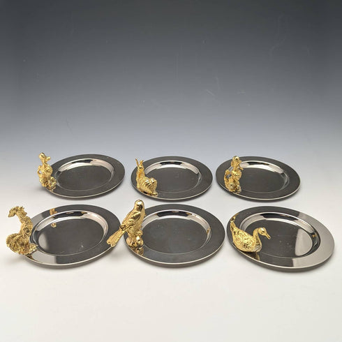 英国ヴィンテージ スモールディッシュ 6枚セット アニマルフィニアル