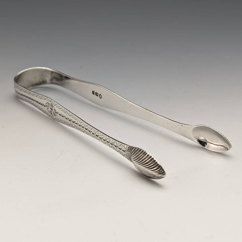 1791 British antique sterling silver sugar tongs 26g Samuel Godbehere