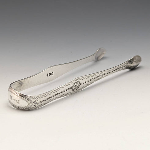 1791 British antique sterling silver sugar tongs 26g Samuel Godbehere