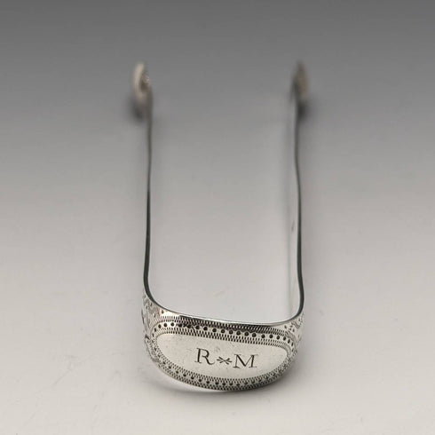 1791 British antique sterling silver sugar tongs 26g Samuel Godbehere