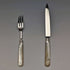 1909 British Antique White Pearl Shell Handle Dessert Cutlery Pair in Case Josiah Williams