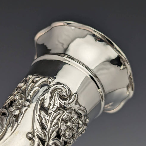 1903 British Antique Sterling Silver Vase Pair Earrings Total 214g No Inner