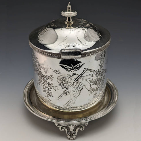British Antique Silver Plated Biscuit Barrel WWHarrison & Co