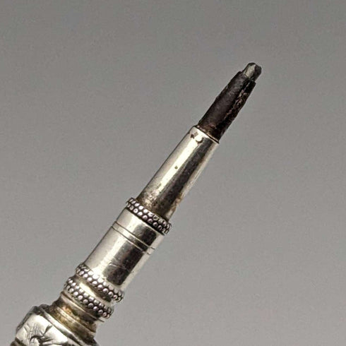 古董自動鉛筆鍍銀玻璃裝飾伸縮 63-81 毫米