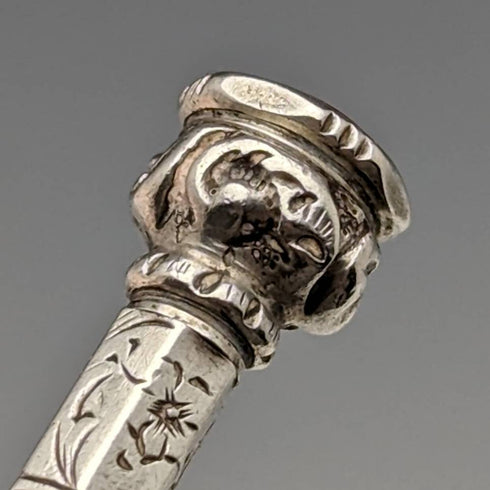 アンティーク シャープペンシル シルバープレート ガラス装飾 伸縮式63-81mm