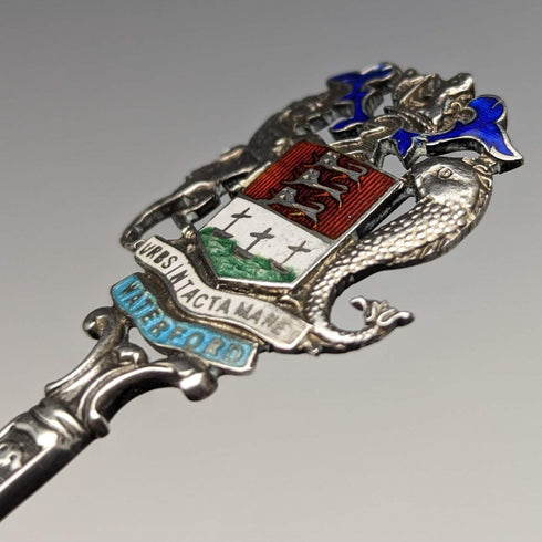 1938 British Vintage Sterling Silver Enamel Souvenir Spoon