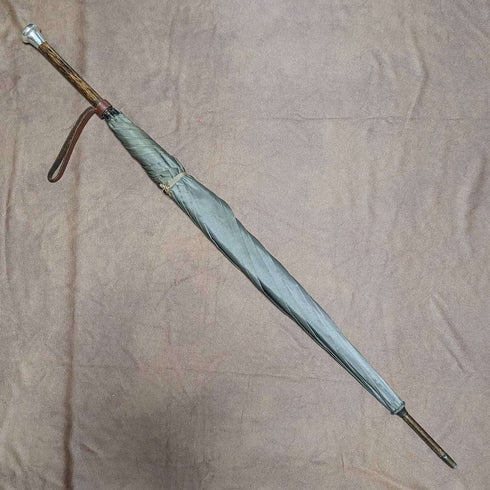 1919 年英國古董男士 Buambrella 綠色純銀圓形手柄 87 厘米
