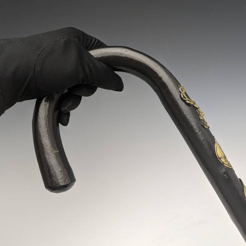 復古紳士大號手杖歐洲旅遊徽章弧形手柄 94 厘米