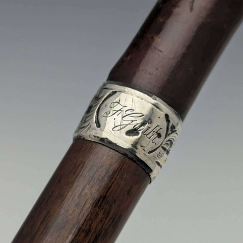 1895年英國古董紳士手杖,純銀裝飾L形手柄,91厘米