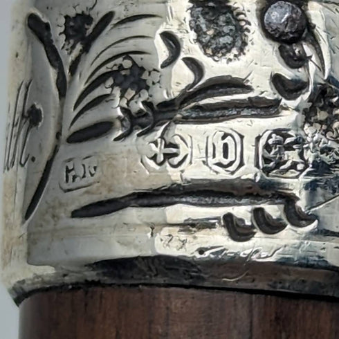 1895年英國古董紳士手杖,純銀裝飾L形手柄,91厘米