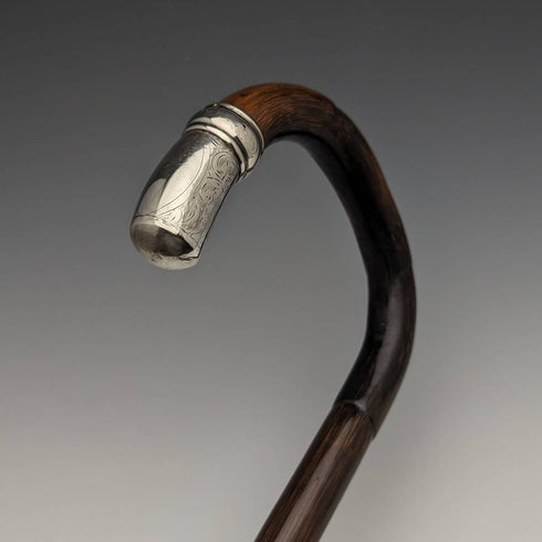 1919 年英國古董紳士細輕手杖,帶弧形手柄 91 厘米