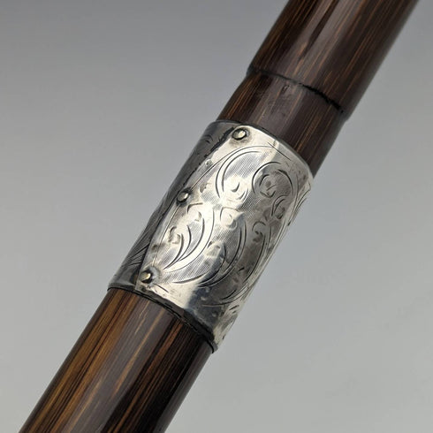 1919 年英國古董紳士細輕手杖,帶弧形手柄 91 厘米