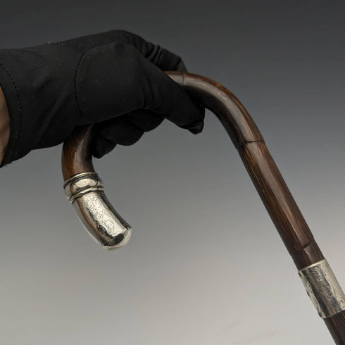 1919 年英國古董紳士細輕手杖,帶弧形手柄 91 厘米