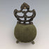 1940s Brass Chair Pocket Watch Holder with Moss Green Seat