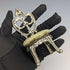 1940s Brass Chair Pocket Watch Holder with Moss Green Seat