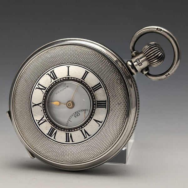 1943 British Bravingtons Renown pocket watch pure silver half hunter refurbished working well