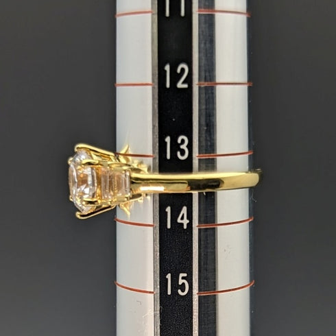 英国ヴィンテージジュエリー キュービックジルコニア ギルト純銀リング 指輪