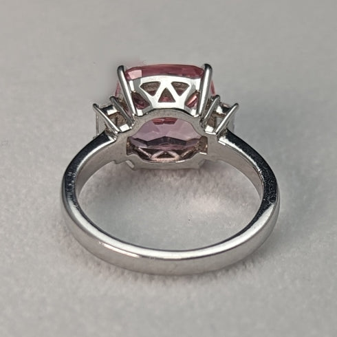 英国ヴィンテージジュエリー ライトピンクジルコニア 純銀リング 指輪