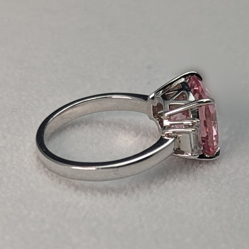 英国ヴィンテージジュエリー ライトピンクジルコニア 純銀リング 指輪