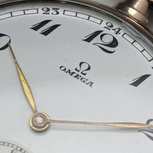 circa 1930 vintage omega pocket watch gold plated open face working well