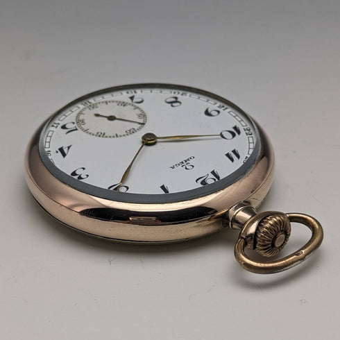 circa 1930 vintage omega pocket watch gold plated open face working well