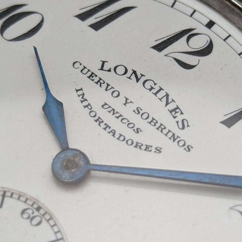 Around 1921 Antique Longines pocket watch Niello decorated silver side case Works well