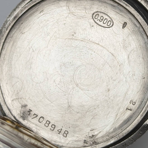 1921年頃 アンティーク ロンジン 懐中時計 ニエロ装飾銀側ケース 動作良好